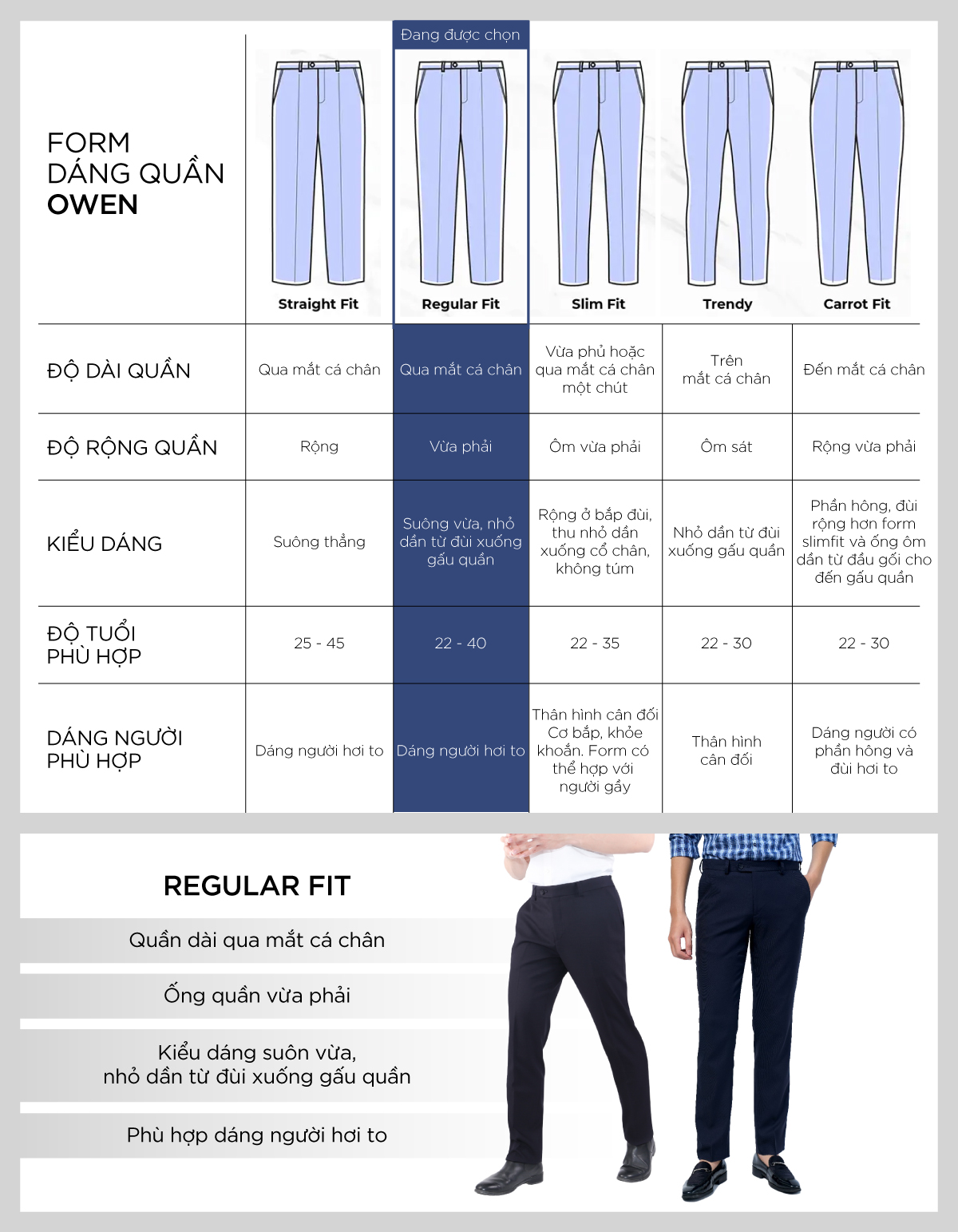 OWEN - Quần tây Nam  Quần dài Form Slim Fit Chất liệu Nano Màu đậm - QS91262-KE