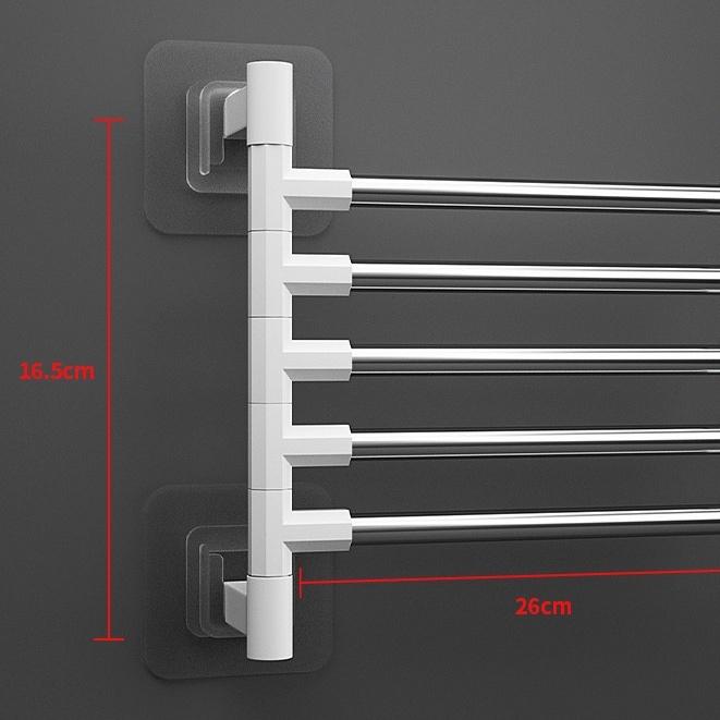 Giá treo khăn dán tường thiết kế xoay 180 độ Móc treo đồ inox Kệ để đồ nhà tắm giá treo quần áo tiện ích