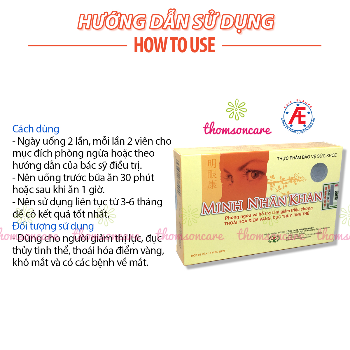 Minh nhãn khang - Có tem tích điểm chính hãng - Viên uống hỗ trợ giảm mỏi, mờ mắt, cận, loạn thị