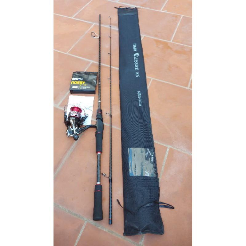 Bộ cần lure noeby k5, máy đứng noeby k2, dù noeby 150m