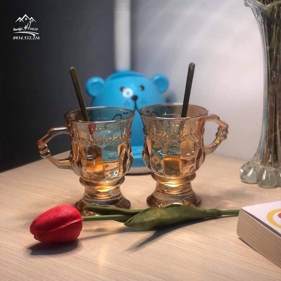 Ly Thuỷ Tinh Whisky Độc Lạ, Dễ Thương Phong Cách Châu Âu, Uống Trà, Cà Phê- Có Quai C06