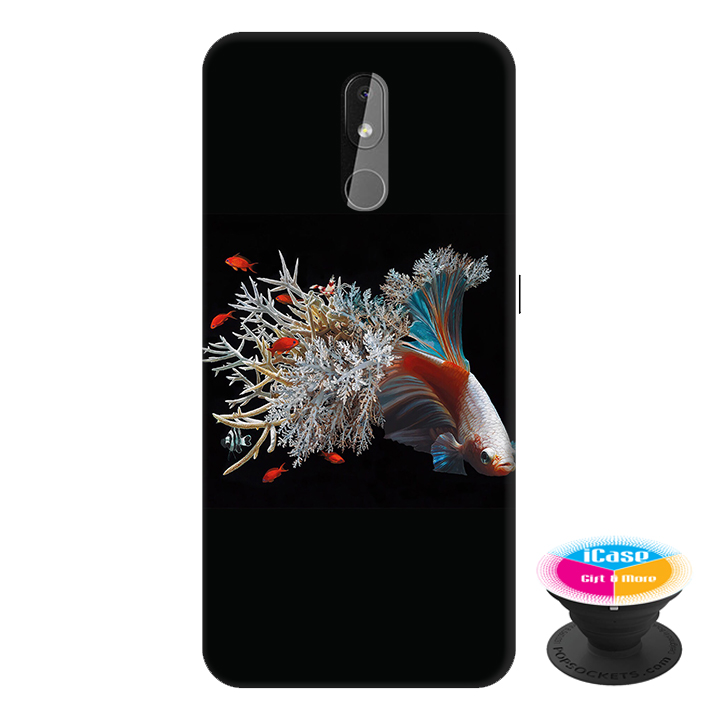 Ốp lưng điện thoại Nokia 3.2 hình Cá Betta Mẫu 2 tặng kèm giá đỡ điện thoại iCase xinh xắn - Hàng chính hãng