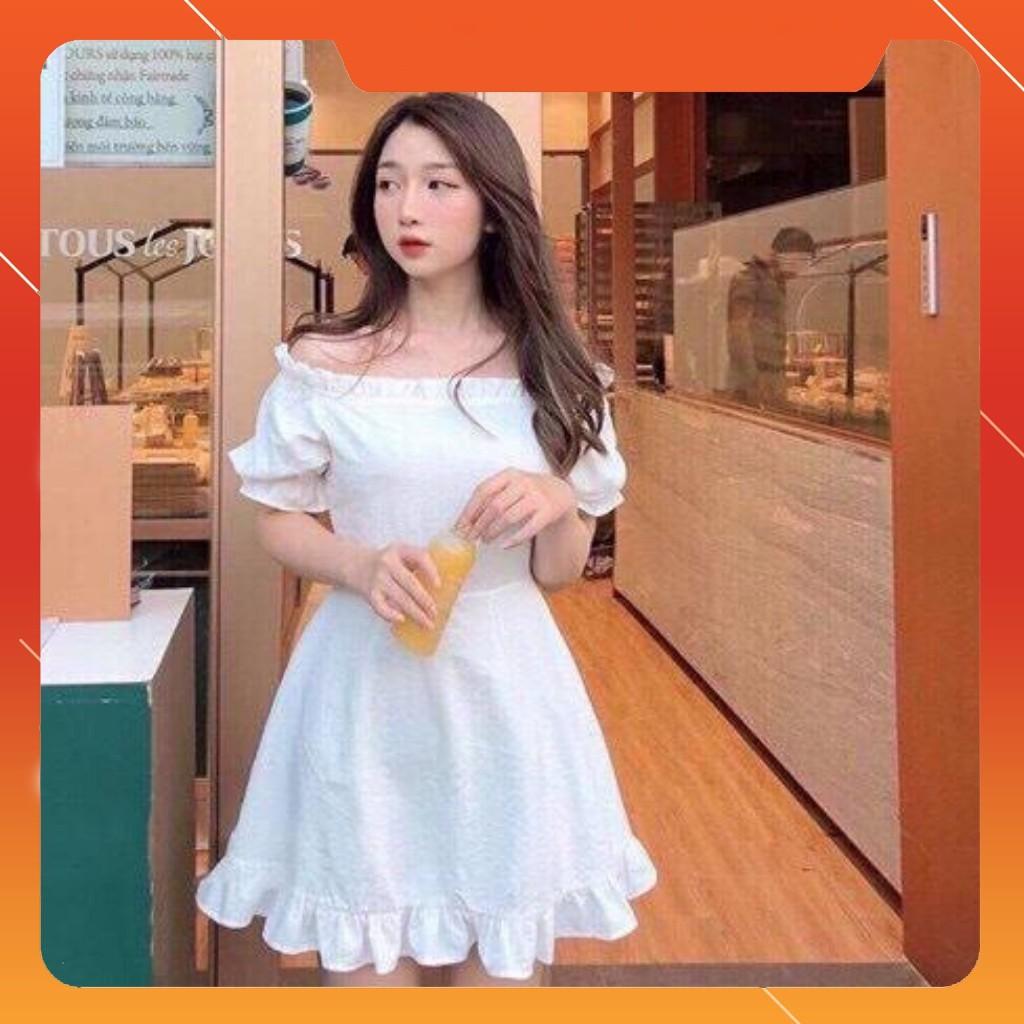 Đầm Nữ Xòe Vintage Trễ Vai Thời Trang Chất Vải Mềm Mại