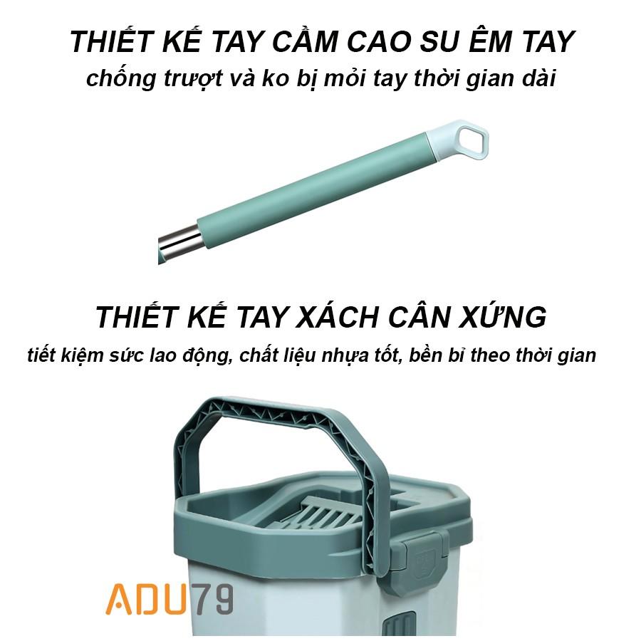 Cây Lau Nhà Thông Minh Tự Vắt Hiện Đại 2021 - Màu Đỏ 23L - Tặng Kèm 2 Bông Lau