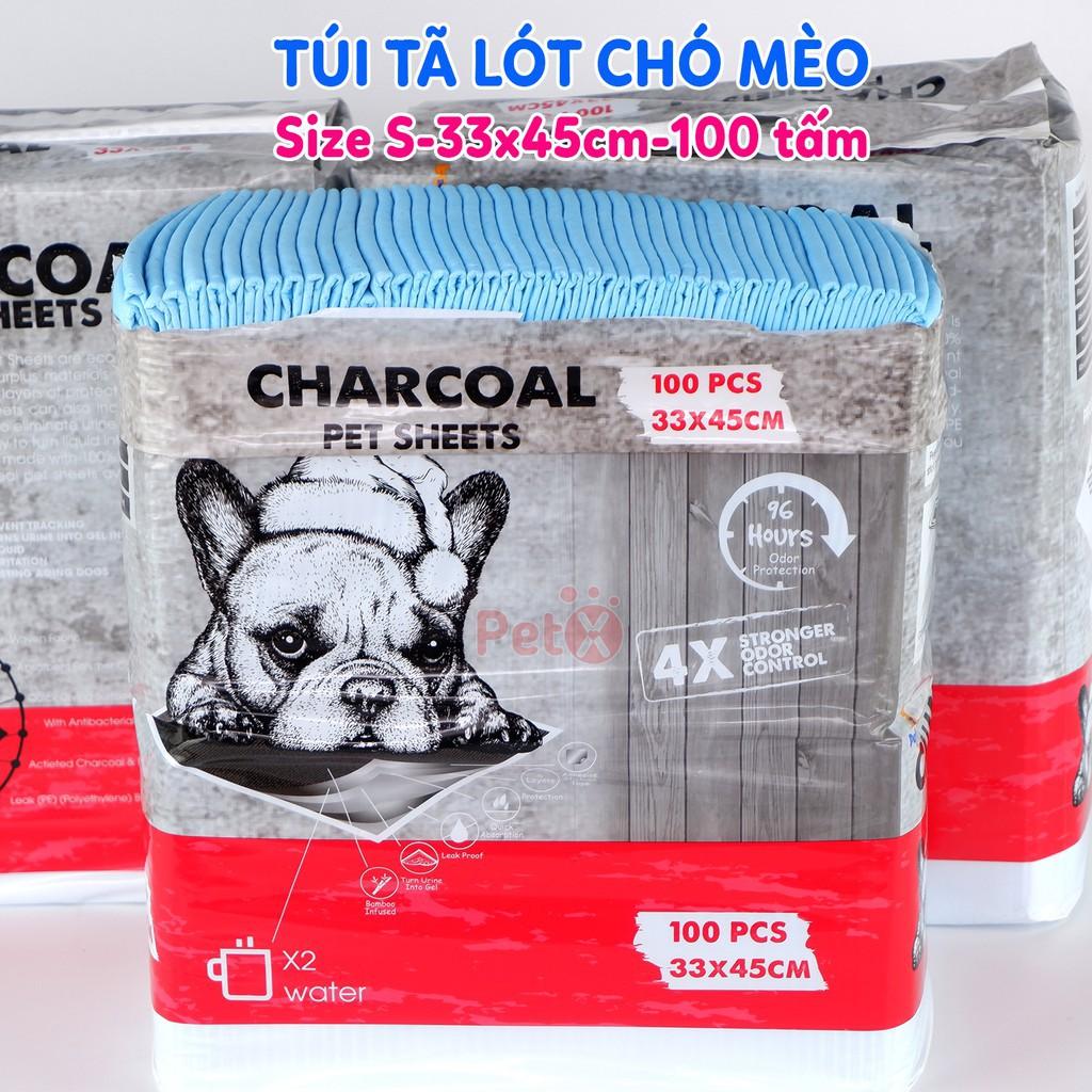 Túi tã lót chuồng cho chó mèo thú cưng, lót lồng khay vệ sinh, sàn xe charcoal than carbon hoạt tính cỡ S 33x45, M 45x60