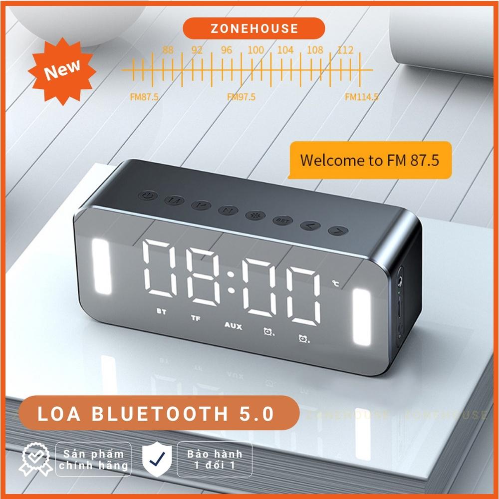 Loa Bluetooth màn hình gương ZH8-NEW, đèn led gương, đồng hồ báo thức, đèn ngủ, FM, karaoke, chống ồn, Bass căng - Hàng Chính Hãng