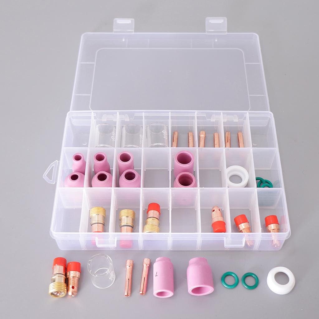 40PCS Nozzle Gas Lens Collet Pyrex Cup Consumables Kit For TIG Welding Torch