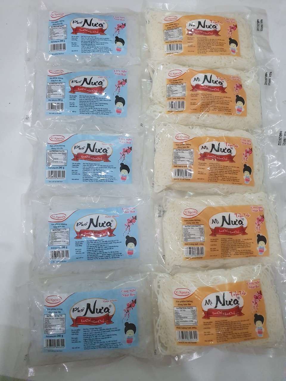 Combo 5 Gói Phở Nưa 5 Gói Mì Nưa Vị Nguyên 240Gram