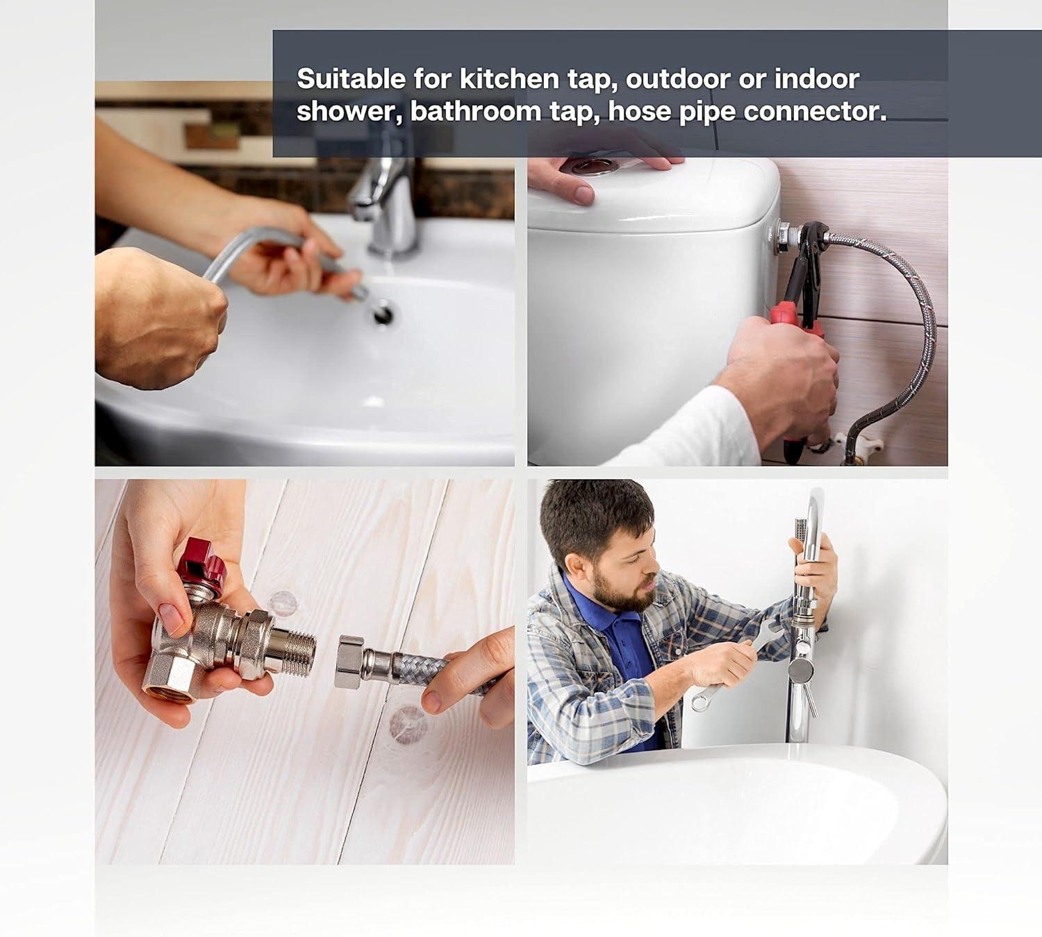 Công nghiệp | Vòi Linh Hoạt Cho Vòi | 2 Cái Nam/Nữ | M 1/2" - F 1/2" | Chiều dài: 20 cm | Vòi Cho Vòi Nước, Sen Tắm Inox | Flexo cho vòi trộn bếp, vòi chậu rửa.