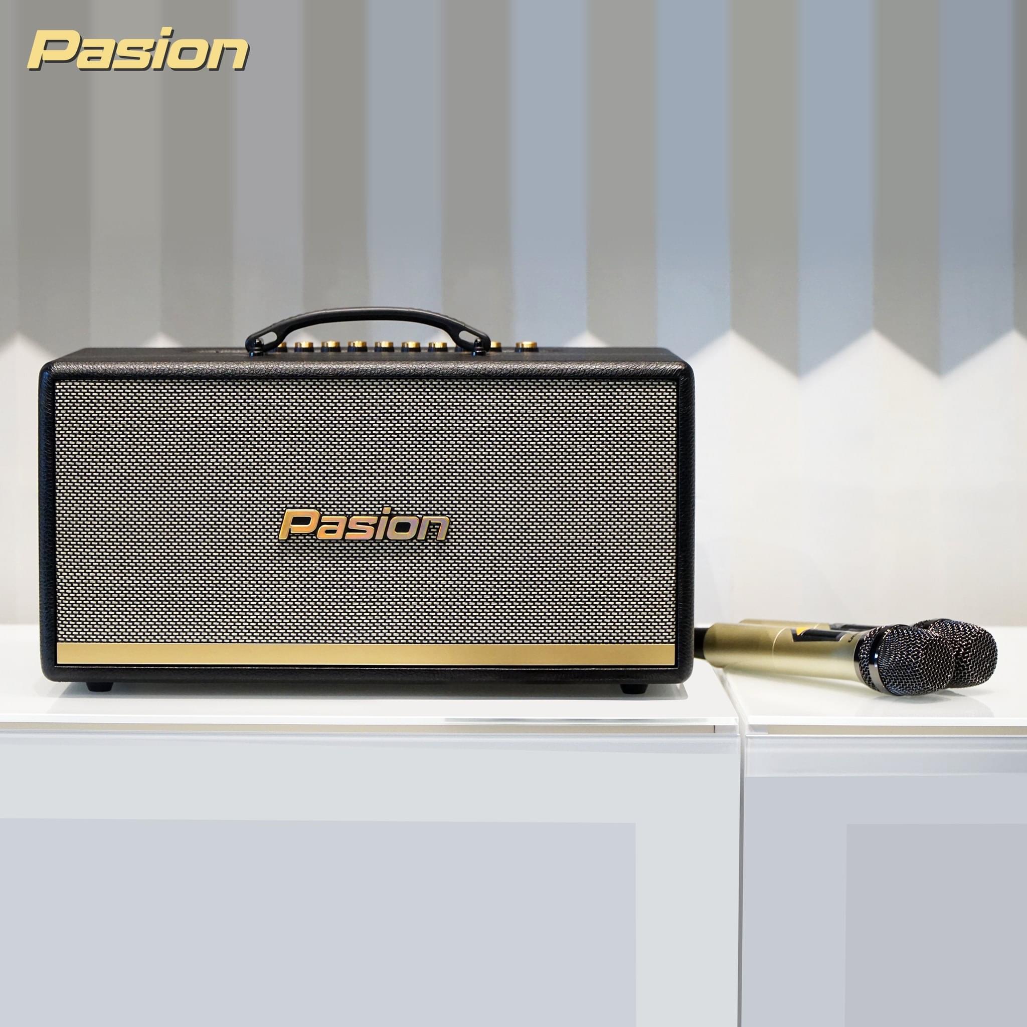 Loa karaoke di động, xách tay Paramax Pasion 2 cao cấp - Âm thanh hay cực đỉnh, bass khoẻ - kèm 2 tay micro UHF, có cổng quang học, bluetooth, usb - Hàng chính hãng