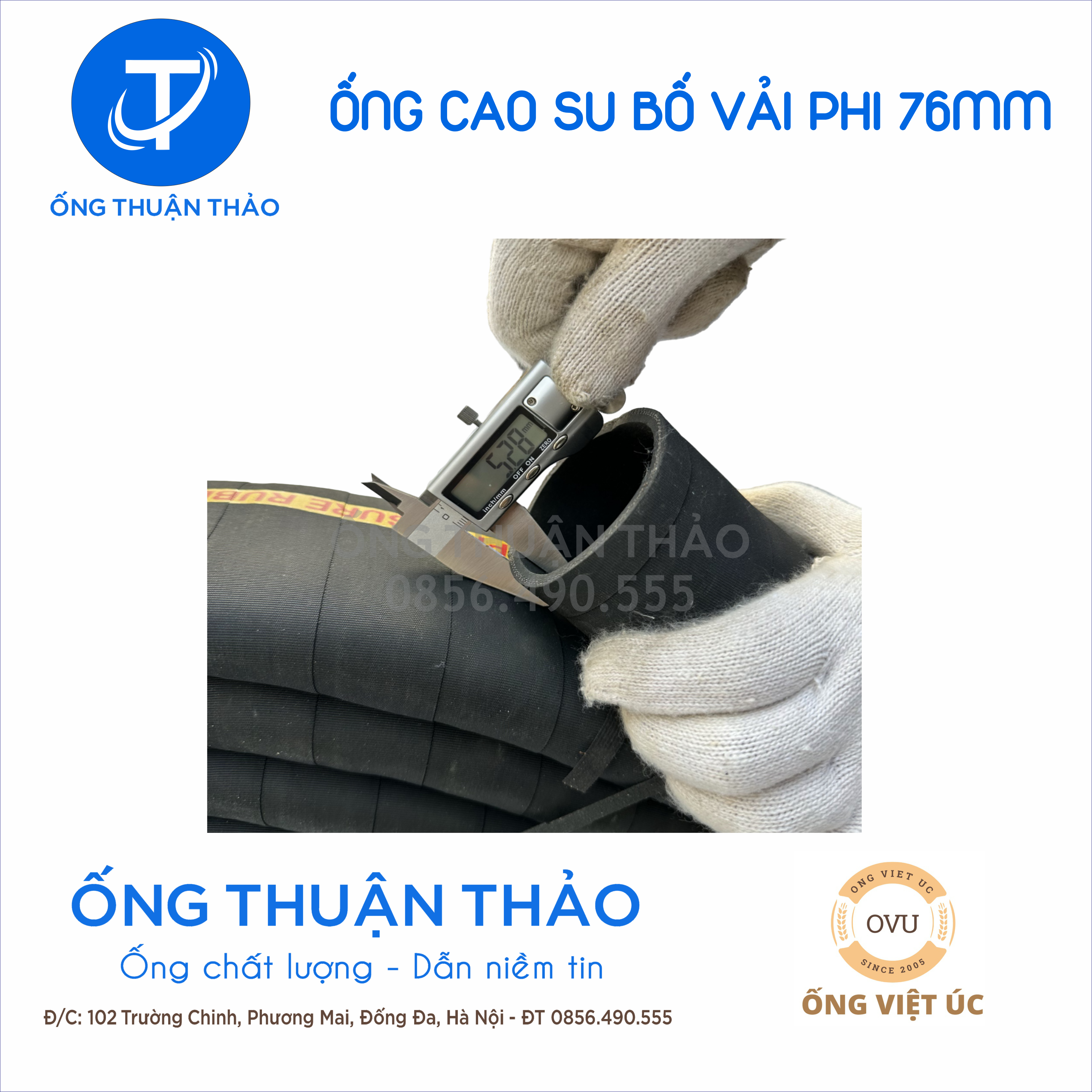 Ống cao su bố vải KT phi 76MM cuộn 10 mét Nhập Khẩu - Ống Chống Phá Chống Nổ thuận thảo