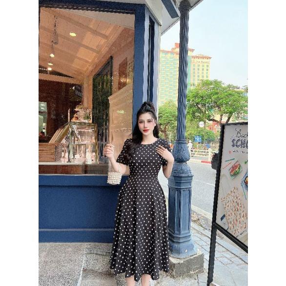 ĐẦM XÒE CHẤM BI NGỰC ĐÍNH HOA