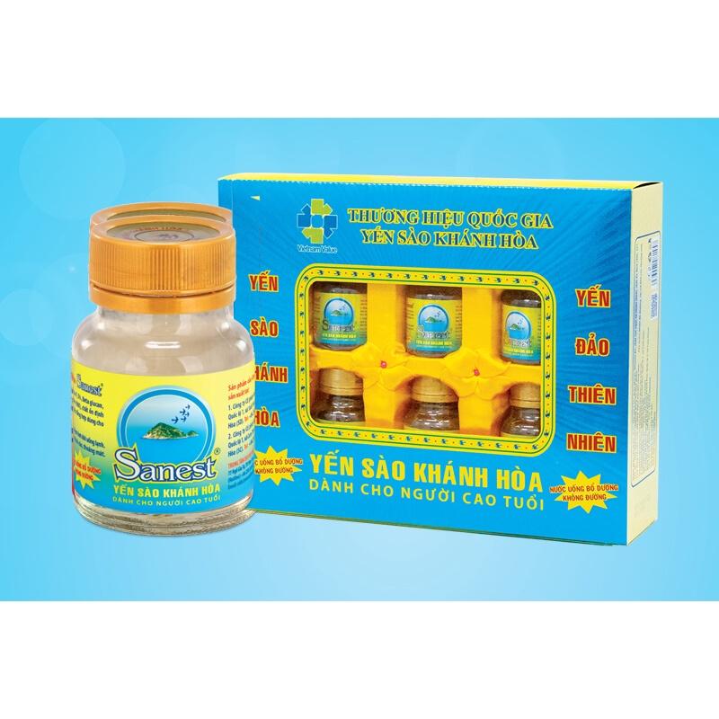 Nước Yến Sào Khánh Hòa Sanest CHÍNH HÃNGKhông Đường Dành Cho Người Cao Tuổi 70Ml, Hộp 6 Lọ - 096H6