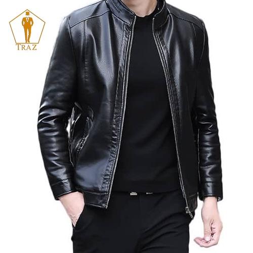 Áa da nam TRAZ cổ đứng phong cách hàn quốc, Áo khoác hai túi kéo lót dù cao cấp222