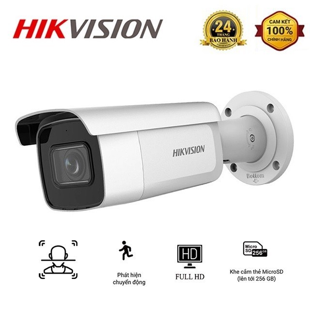 CAMERA IP HIKVISION DS-2CD2683G2-LIZS2U/DS-2CD2683G2-LIZS2UHUN 8MP nhận diện người và xe, hỗ trợ POE, có khe thẻ nhớ