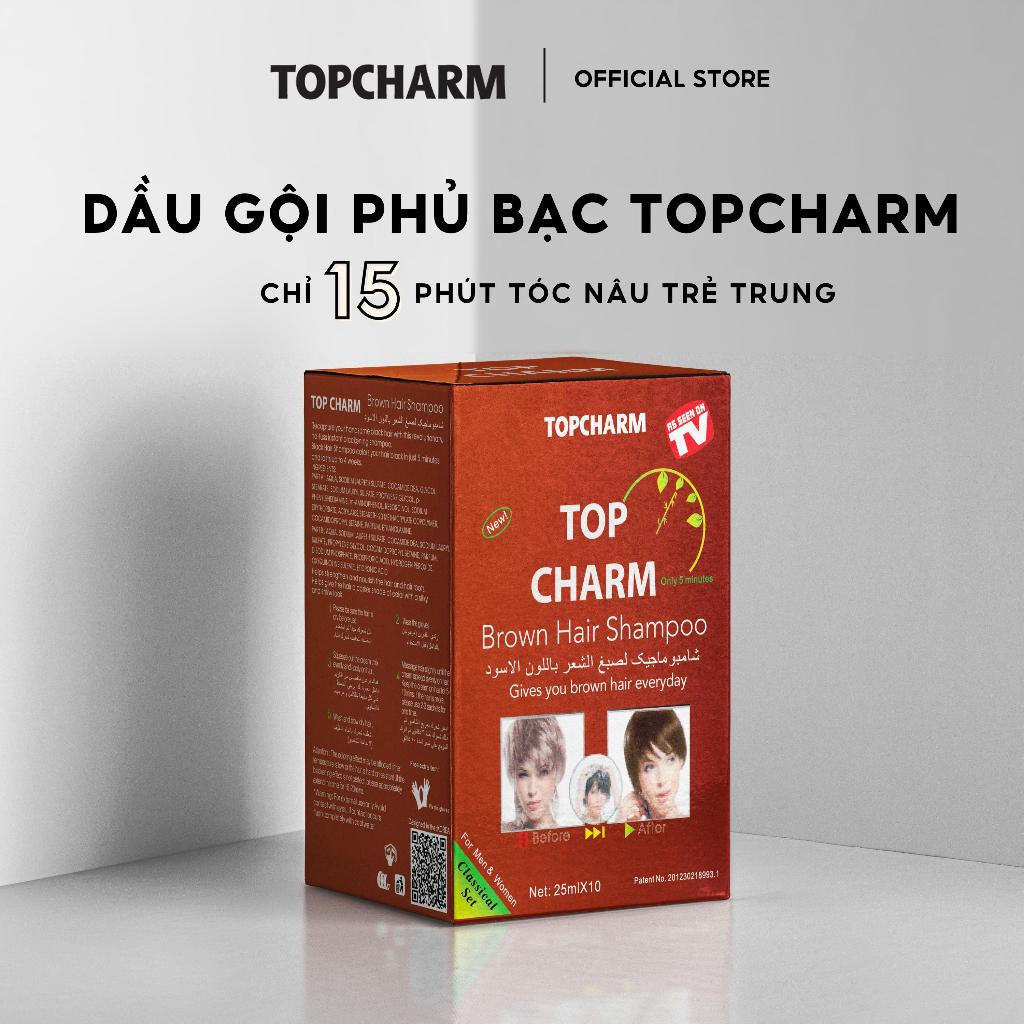 Dầu Gội Nhân Sâm Phủ Bạc Tóc Tại Nhà TOPCHARM - Phủ Nâu Tóc, Gội Là Nâu gói 25ml