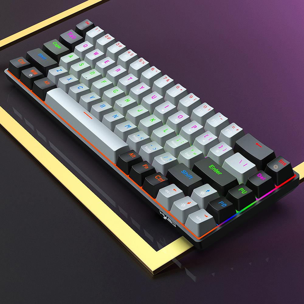 HXSJ V800 Wired Mechanical Keyboard 68 Keys RGB Gaming Keyboard with Detachable Type-C Cable ABS Keycap