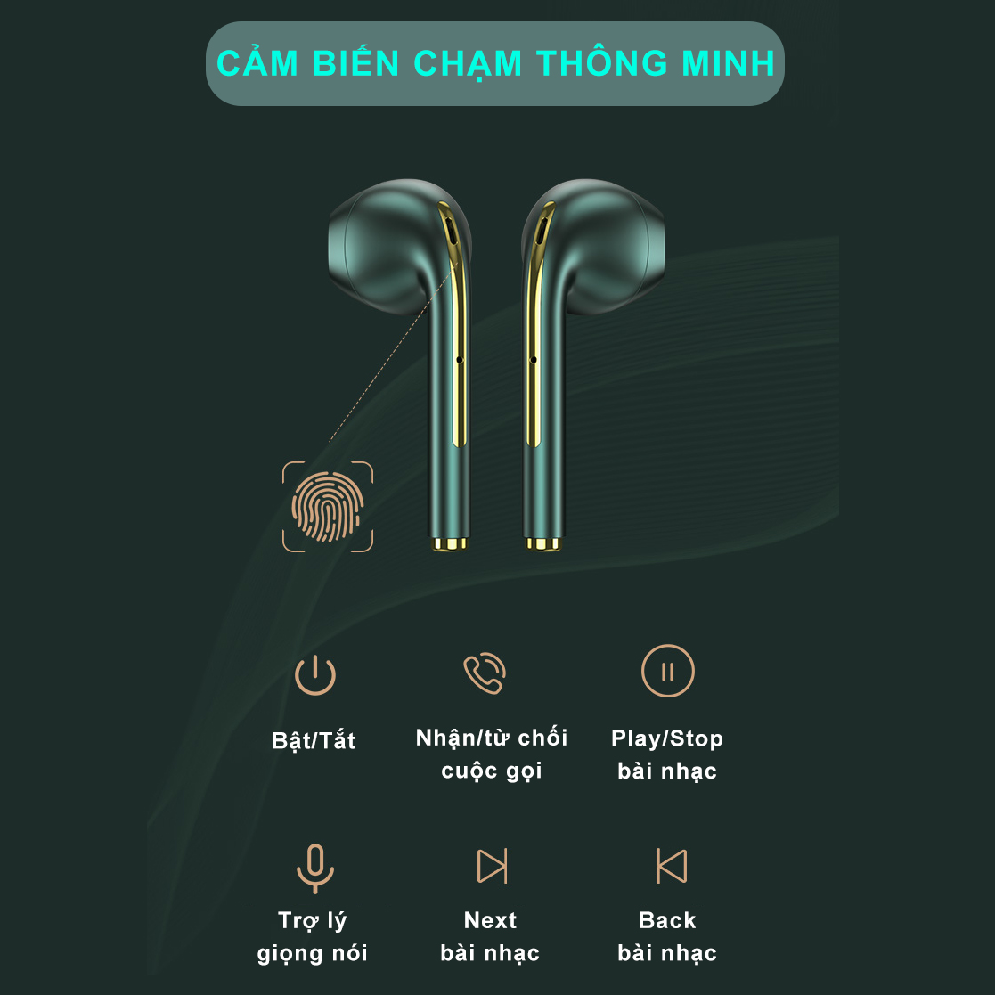 Tai Nghe Bluetooth Không Dây Airpods Sidotech J18 Airpod mini TWS true wireless có mic, âm thanh siêu Bass, hiện POPUP, cảm ứng vân tay cực nhạy, kích thước mini tương thích IOS Android - Hàng Chính Hãng - Màu Xanh Rêu