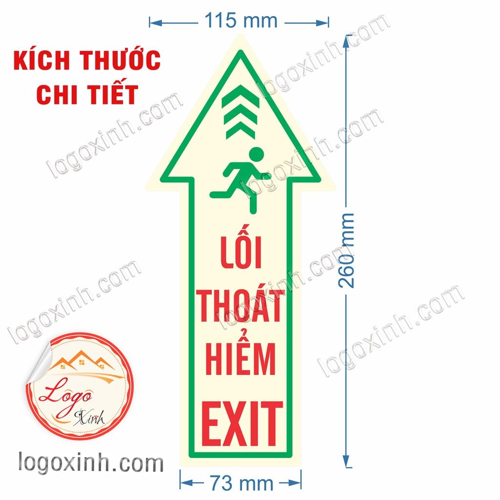 Logo sticker Mũi tên thoát hiểm dán trên nền, sàn nhà , mũi tên Exit chỉ hướng thoát hiểm, chống nước, chống phai màu