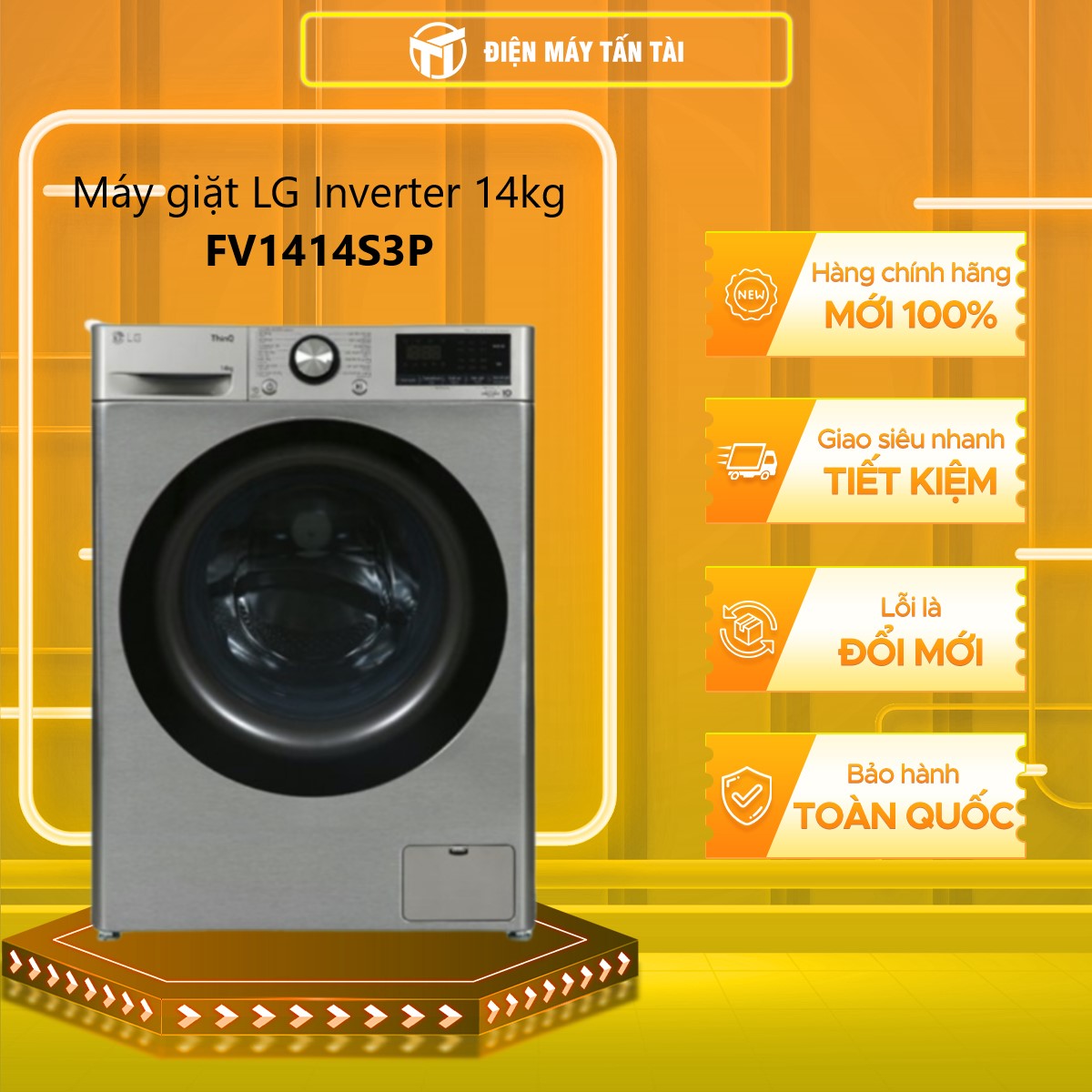 Máy giặt LG Inverter 14 kg FV1414S3P - hàng chính hãng ( chỉ giao HCM )