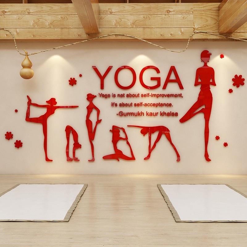 Tranh dán tường mica 3d decor khổ lớn trang trí phòng tập fitness &amp; yoga, phòng thể dục