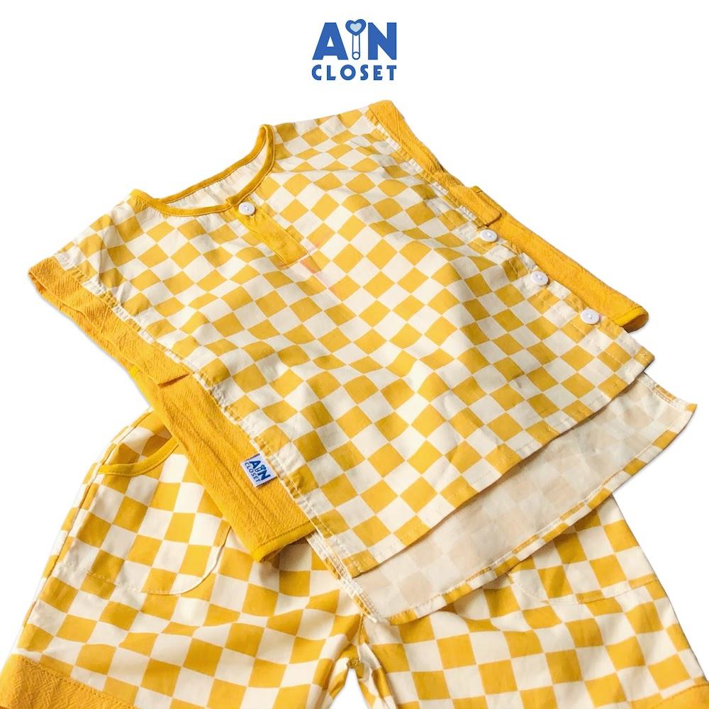 Bộ quần áo ngắn unisex họa tiết Caro vàng cotton - AICDBT4VX6RE - AIN Closet