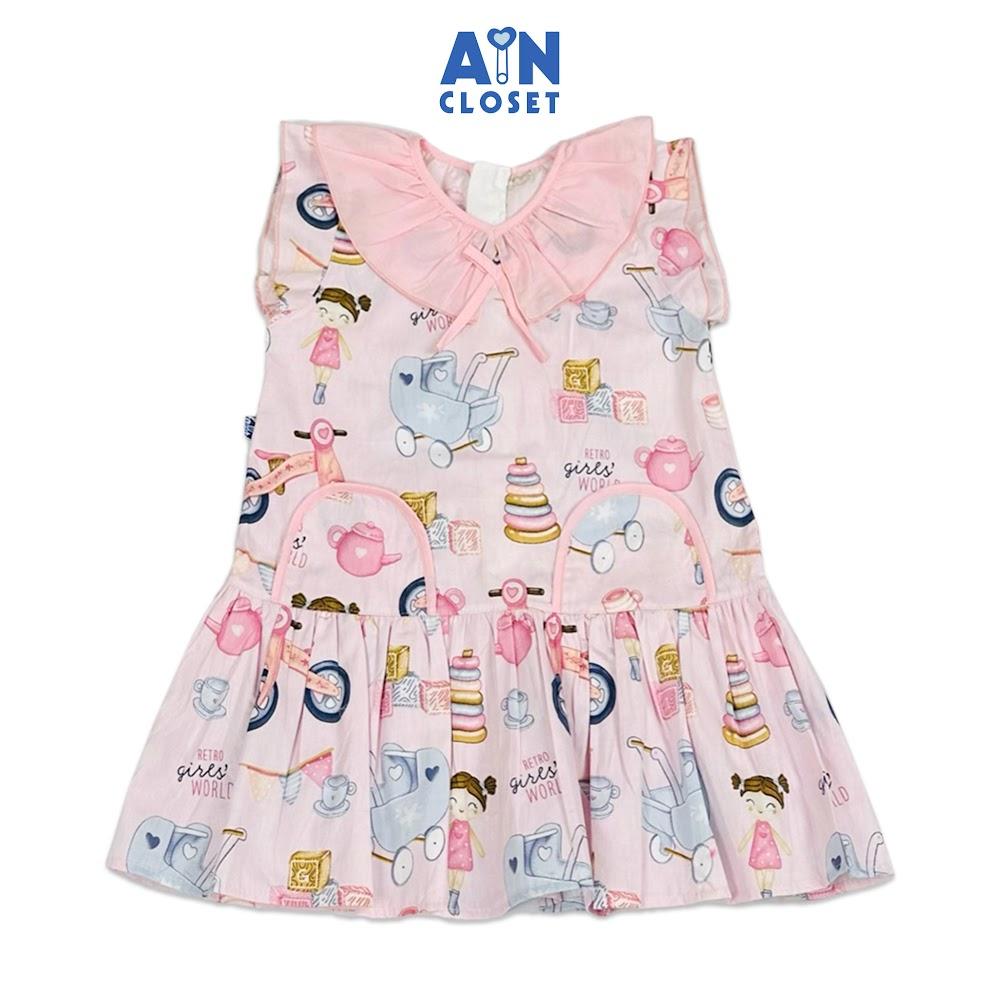 Đầm bé gái họa tiết Đồ Chơi hồng cotton - AICDBGLIIFWI - AIN Closet