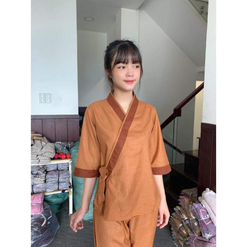 #đồ lam đi chùa cao cấp#đồ lam thiết kế #nhật nơ phối linen