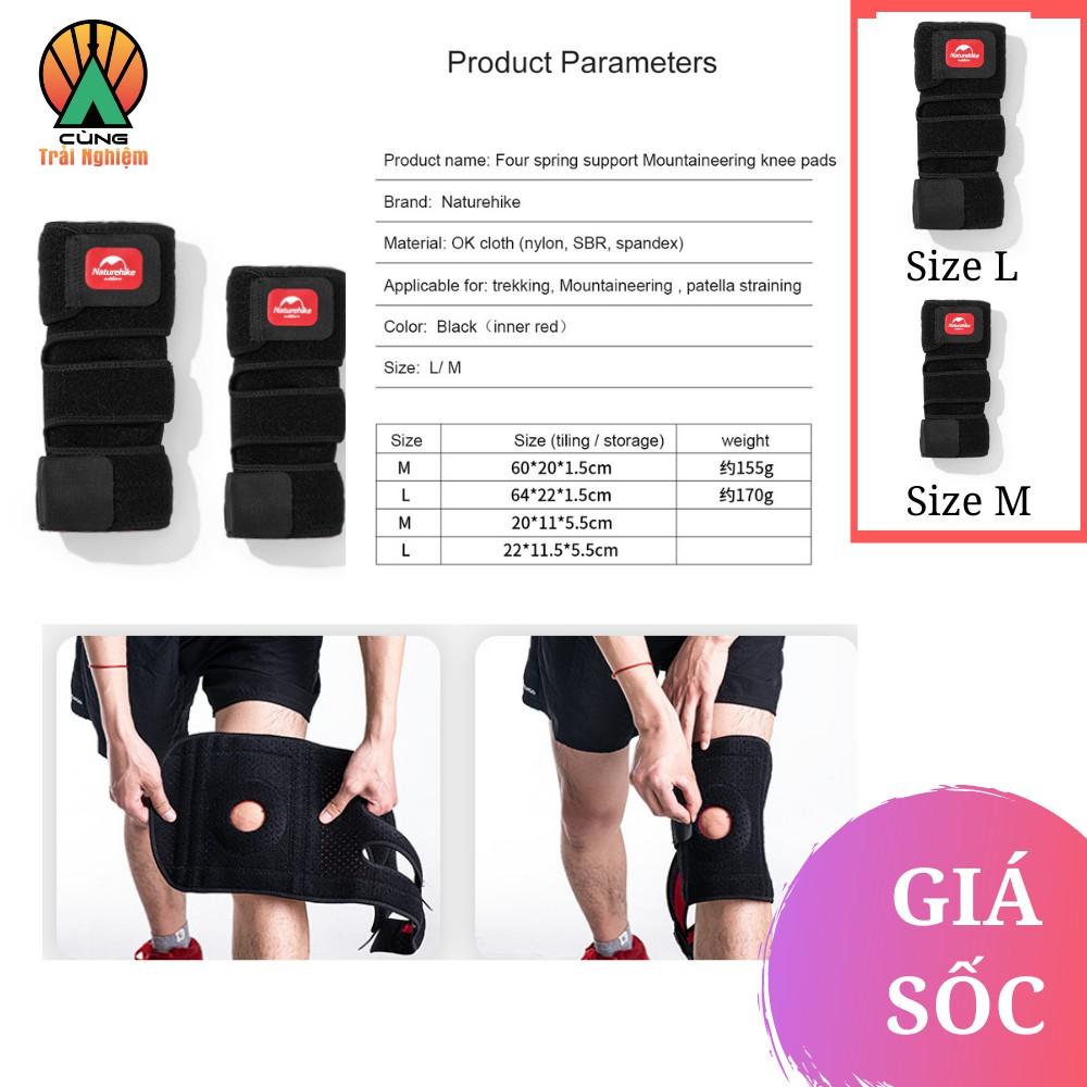 Băng Quấn Đầu Gối 4 Lò Xo Hỗ Trợ Bảo Vệ Chân cho Thể Thao Chạy Bộ tập Gym Naturehike NH20HJ008