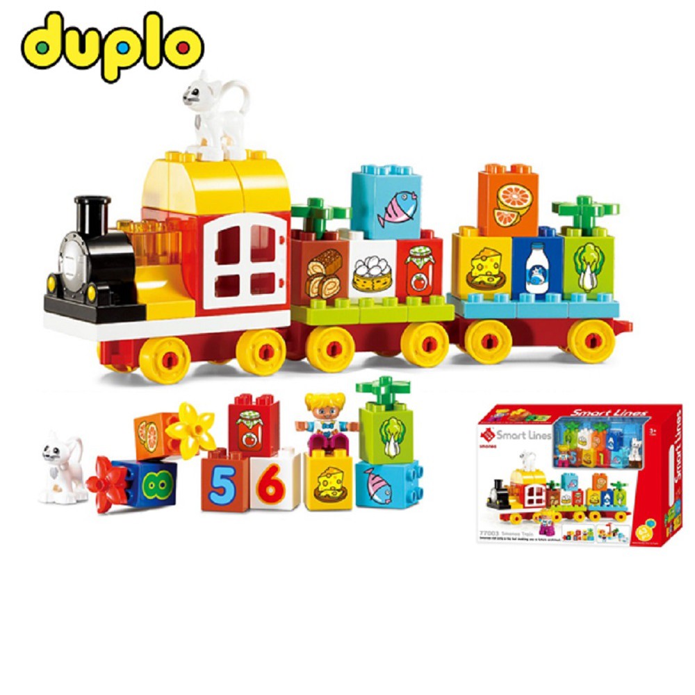 Bộ đồ chơi lắp ghép smoneo duplo xếp hình Tàu Hỏa Chữ Số 63 miếng - Toyshouse - 77003