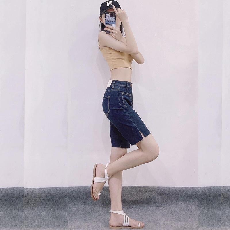 Quần Short Jean Ngố - Quần Jean Lửng Xuất Xịn Phối Túi Kiểu Vintage