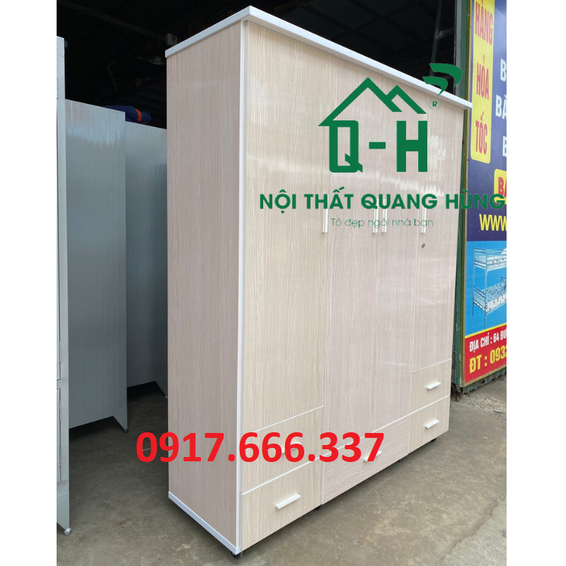 TỦ NHỰA ĐÀI LOAN 4 CÁNH 1M6X1M8 MÀU TRẮNG SỒI DÀNH CHO GIA ĐÌNH