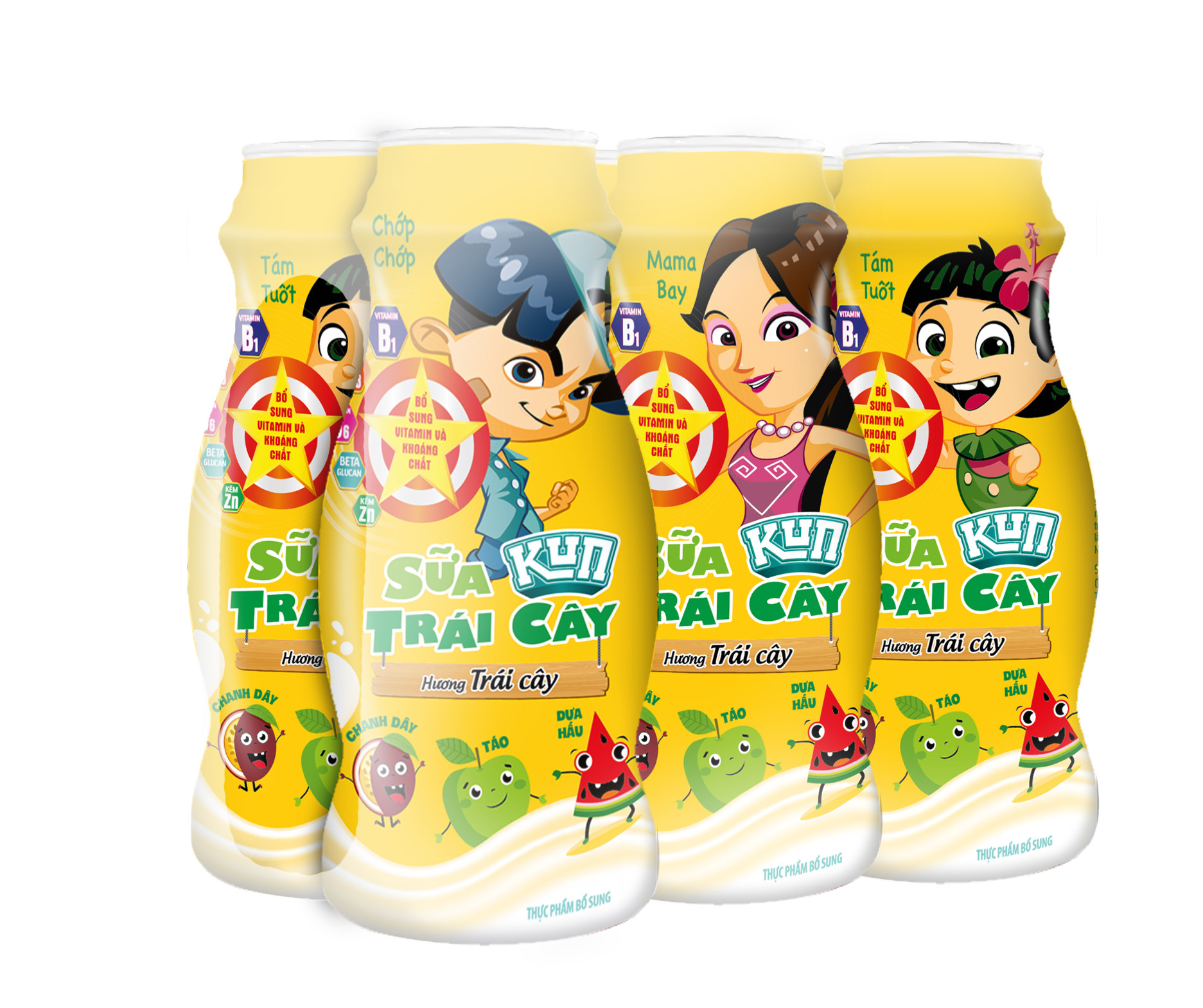 Kun sữa trái cây hương trái cây thùng 48 chai x 85ml