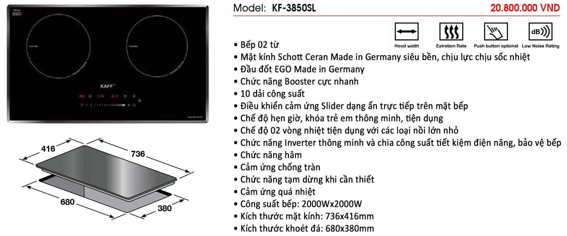 Bếp điện từ KAFF KF-3850SL - Sản phẩm chính hãng