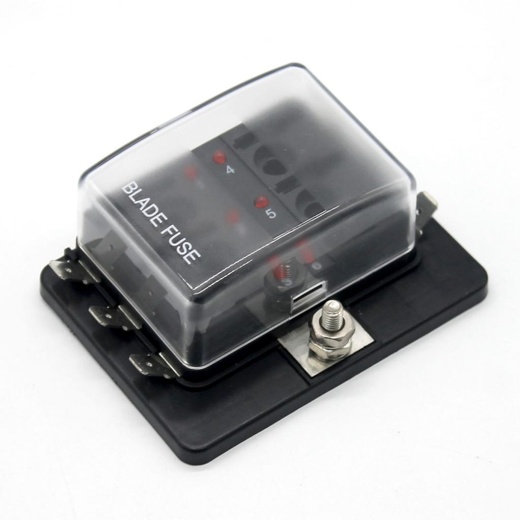 6 Way Circuit Automotive Car Boat Blade Fuse Box Block Holder with Cover