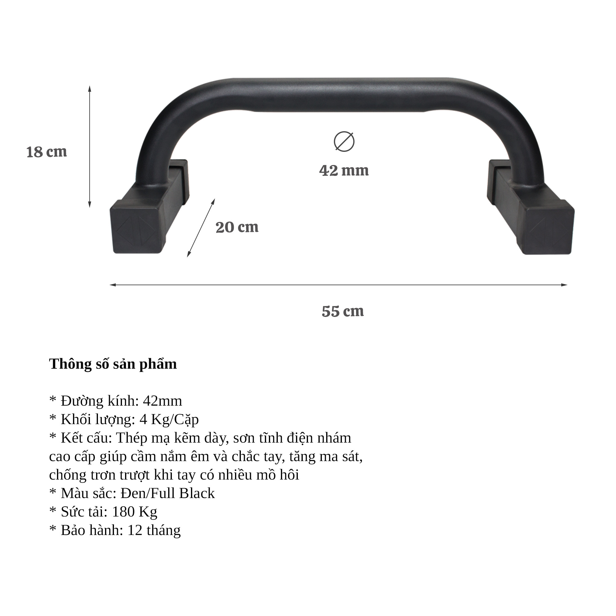 Combo 3 bộ Xà kép Parallettes cao 83 - 35 - 18cm