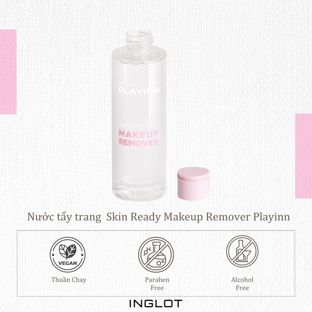 Nước tẩy trang Skin Ready Makeup Remover Inglot PlayInn (200ml)