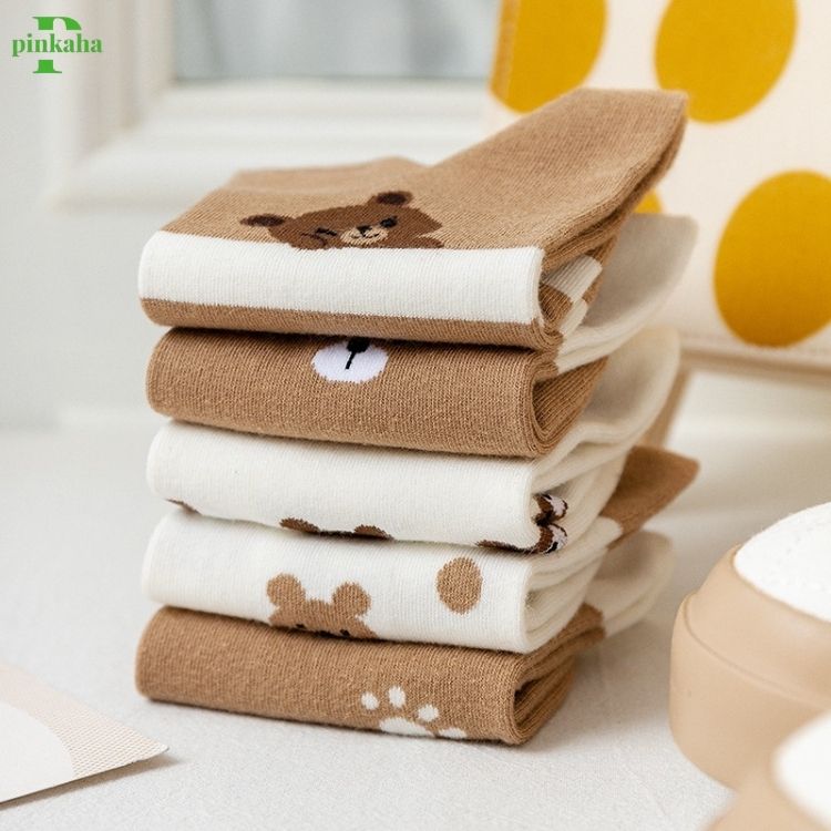 Vớ Ngắn Cổ Hình Gấu Cute Dễ Thương Tất Ngắn Nữ Cotton Họa Tiết Phong cách Nhật Hàn Hot Trend Ulzzang