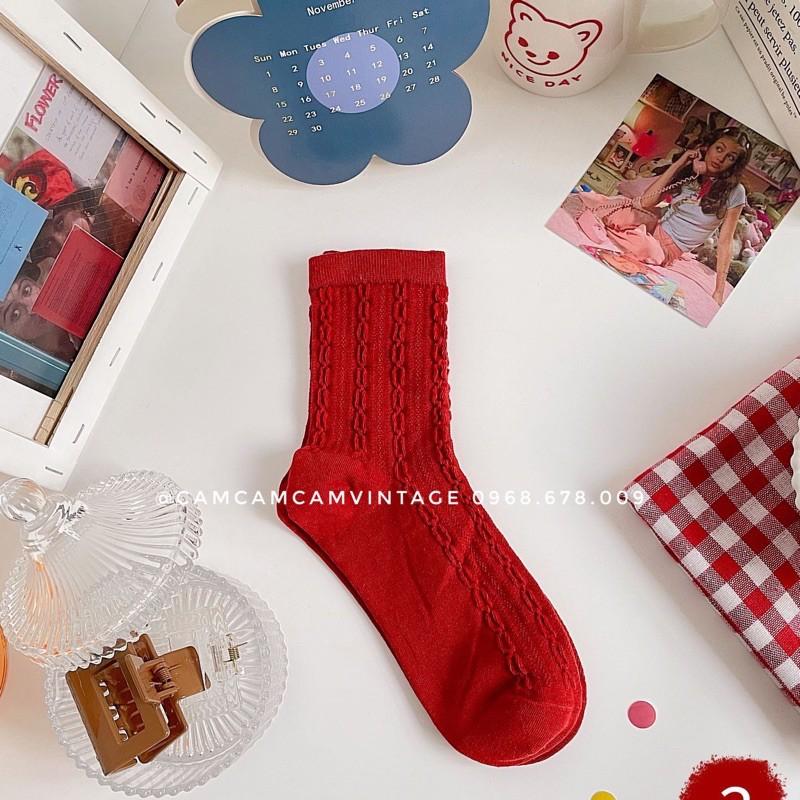 SET TẤT CỔ CAO NAM NỮ TẤT LOLITA , TONE ĐỎ VINTAGE , SET TẤT QUÀ TẶNG NOEL QUÀ SINH NHẬT VỚ NGẮN CỒ