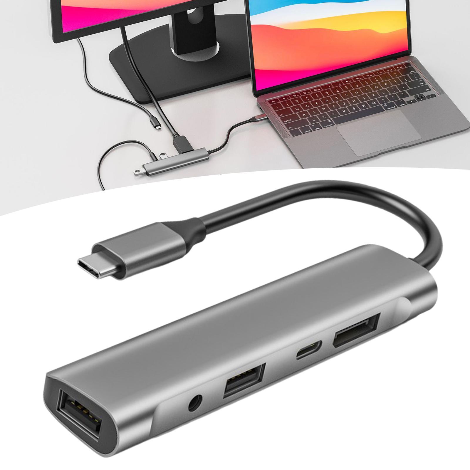 In 1 USB C Hub Adapter 60W PD 4K@60Hz Microphone Laptop