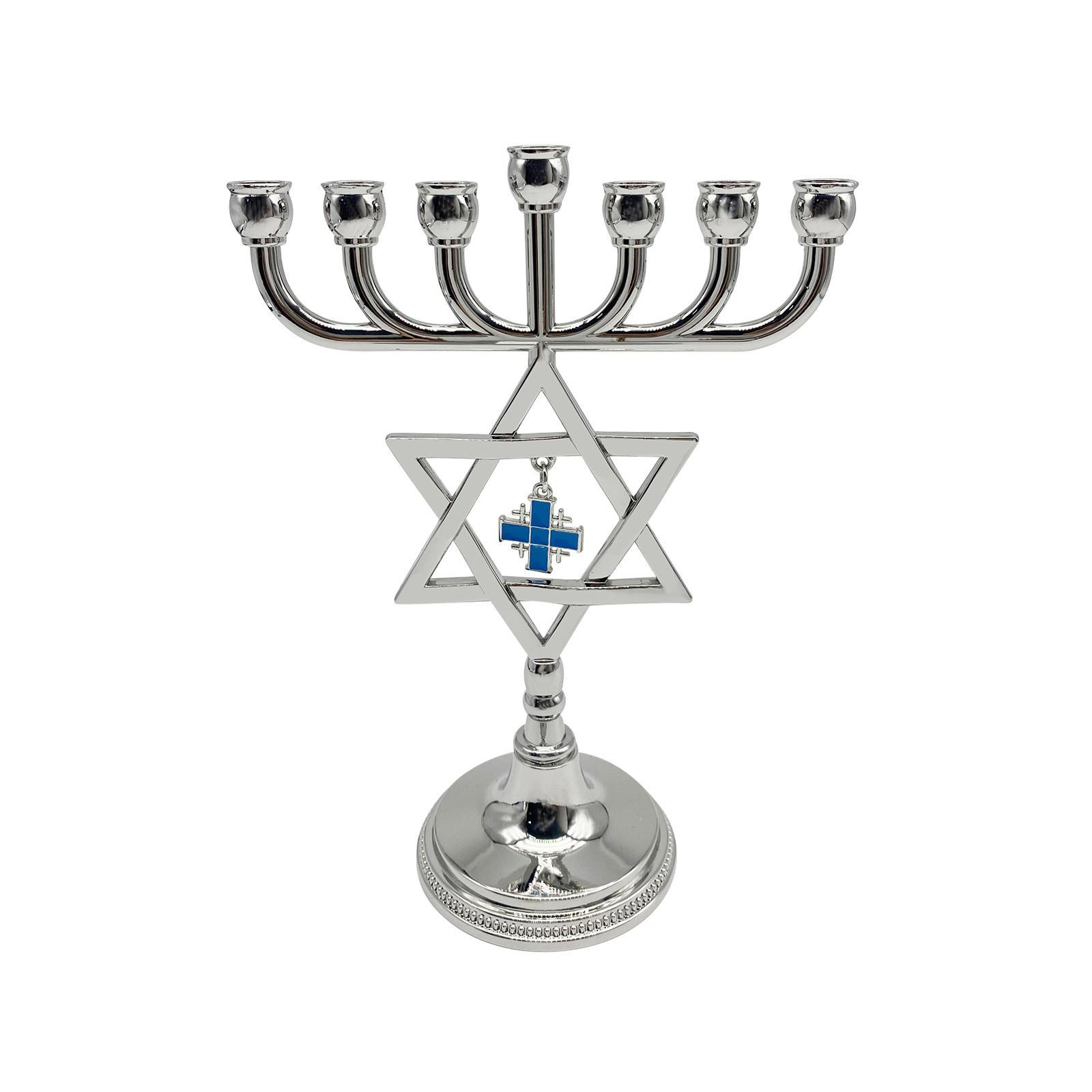 Hanukkah Menorah Candle Holder with star Branches Candlestick Decorations Elegant for Fireplace Mantel Height 17cm Candle Stand