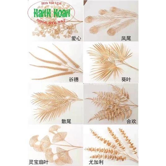 Cành lá rẻ quạt, tai chuột phủ vàng mix đào đông rất đep cao cấp 70-90cm