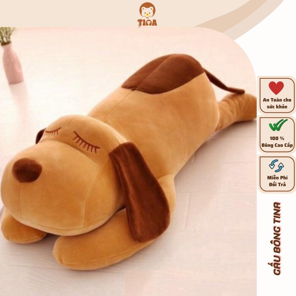 Gấu bông to gấu ôm thú nhồi bông con chó nằm dài mũi tim to mềm mịn size 90cm 1m1