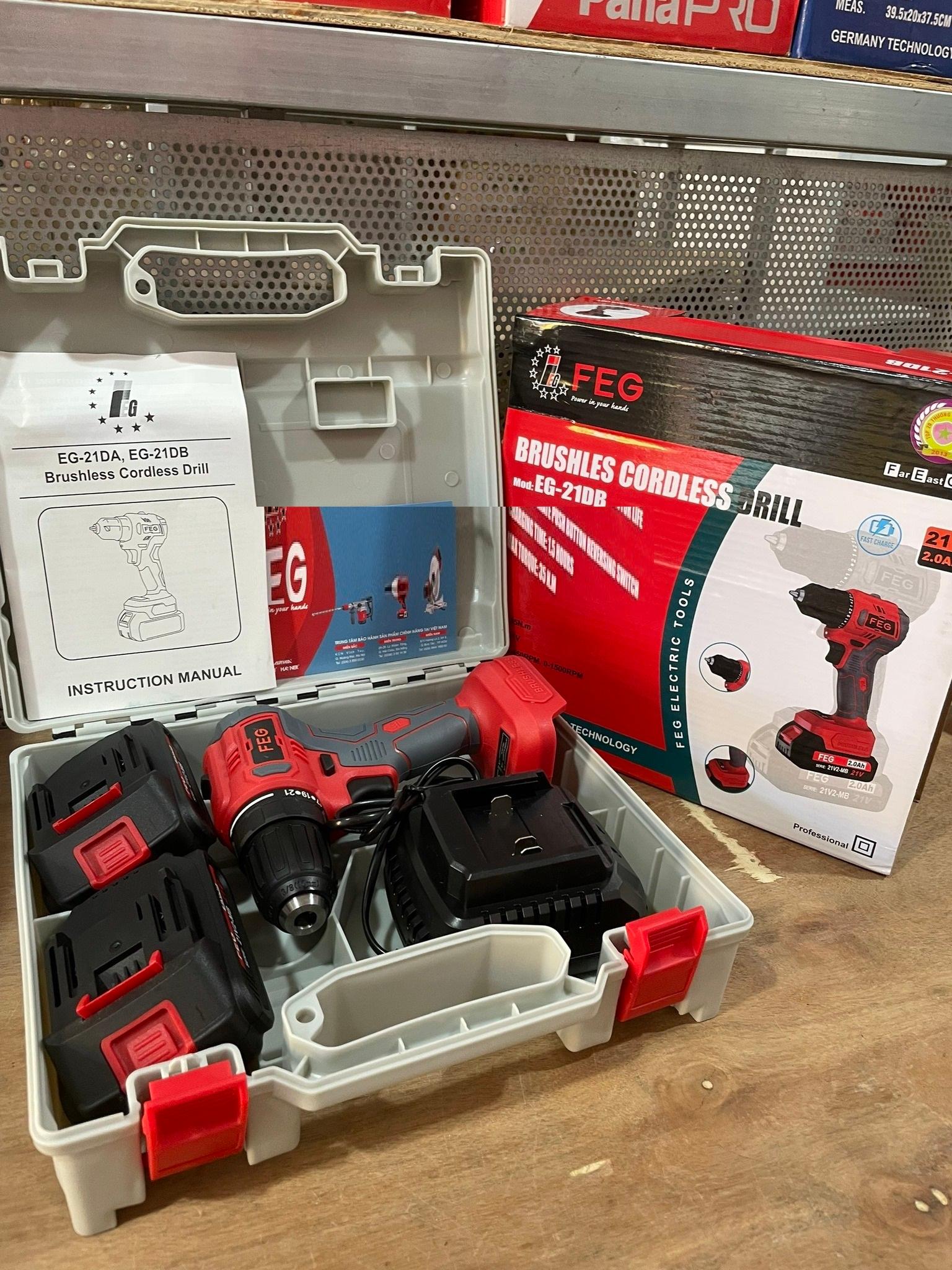 MÁY KHOAN VẶN VÍT DÙNG PIN 21V FEG EG-21DB - HÀNG CHÍNH HÃNG