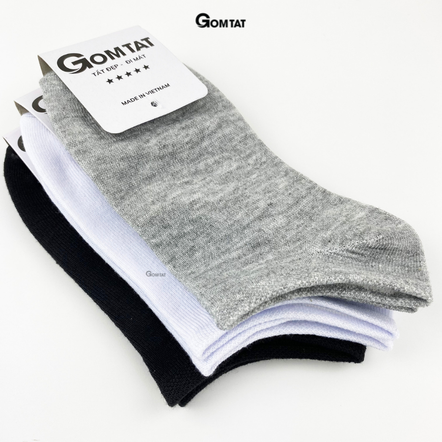 Tất Trơn Cổ Ngắn Nam Nữ GOMTAT, Vớ Cổ Ngắn Unisex Trơn Màu Vải Cotton Chuẩn Xuất Nhật - TRONNGAN-VNXK