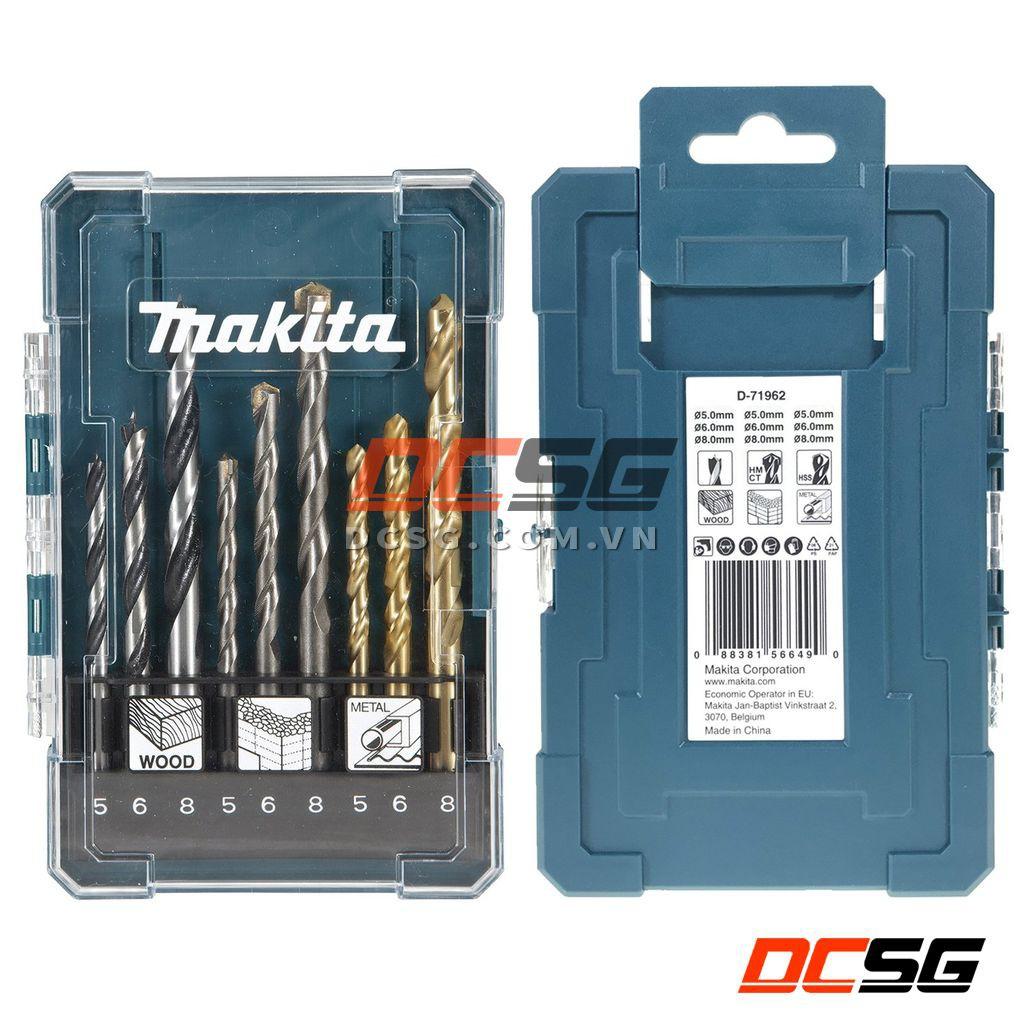 Bộ 09 mũi khoan sắt - gỗ - tường chân tròn Makita D-71962 | DCSG