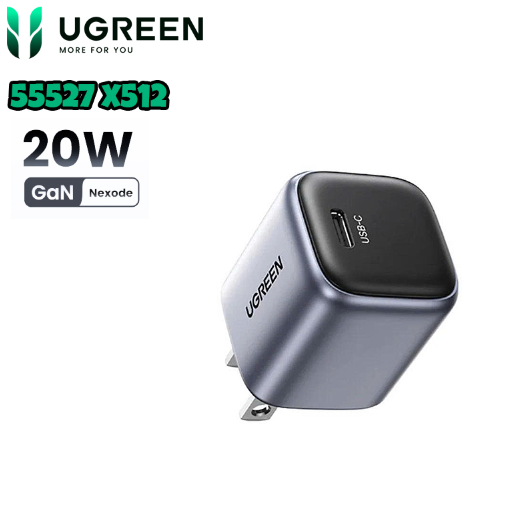 Củ sạc nhanh Nexode Mini 20W GaN USB-C Ugreen 55527 X512, Chân dẹt không gập - Hàng Chính hãng