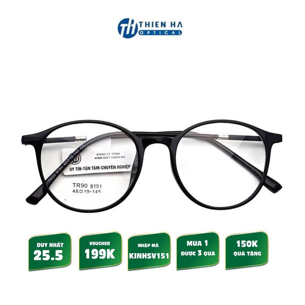 Gọng kính nữ tròn Thiên Hà Optical dáng tròn nhựa dẻo càng mảnh cốt thép trẻ trung dễ đeo sz vừa TH8151