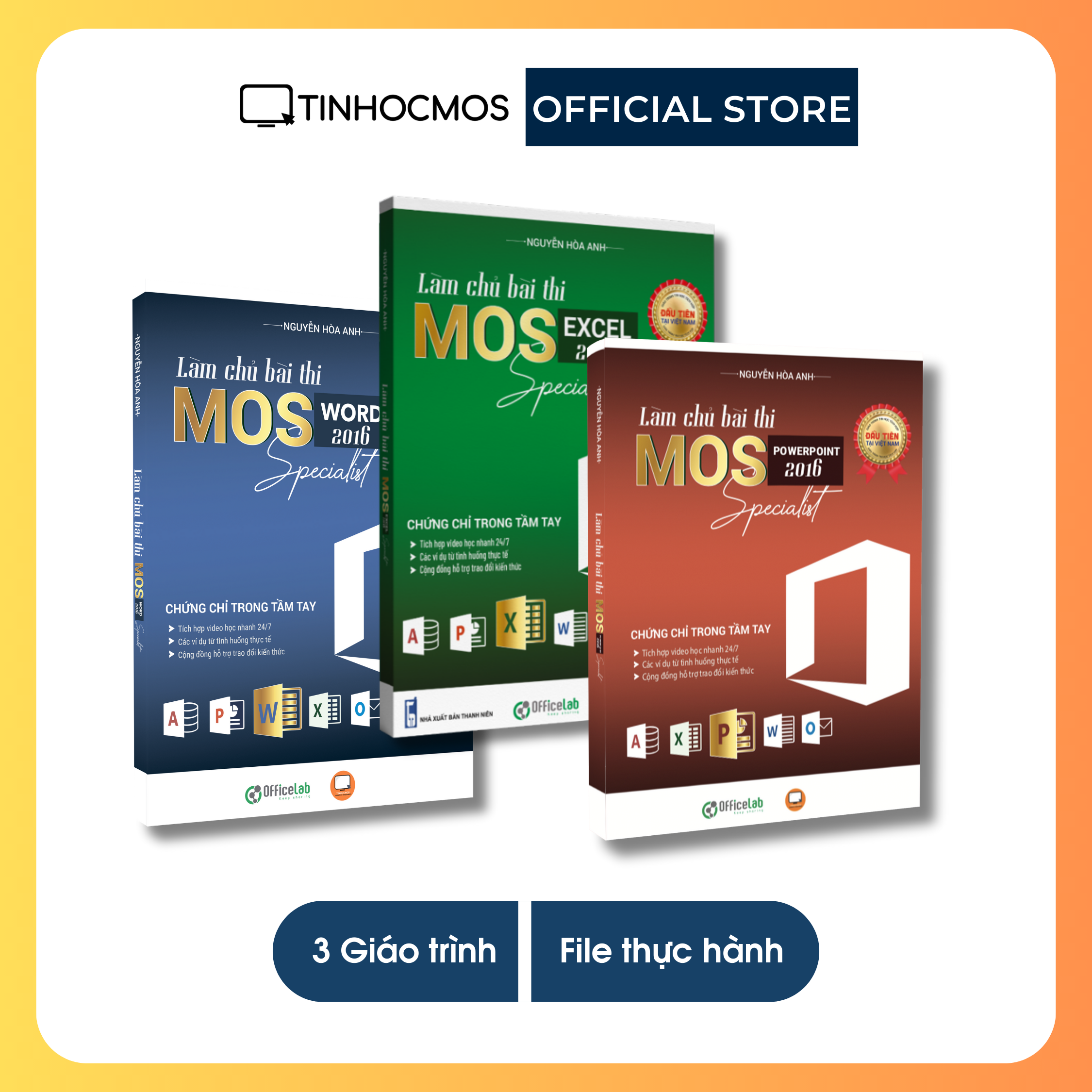 Sách - Combo 3 môn Chinh phục chứng chỉ MOS Word Excel Powerpoint 2019 Associate Specialist (Kèm Video bài giảng) - Luyện thi chứng chỉ MOS - tinhocmos