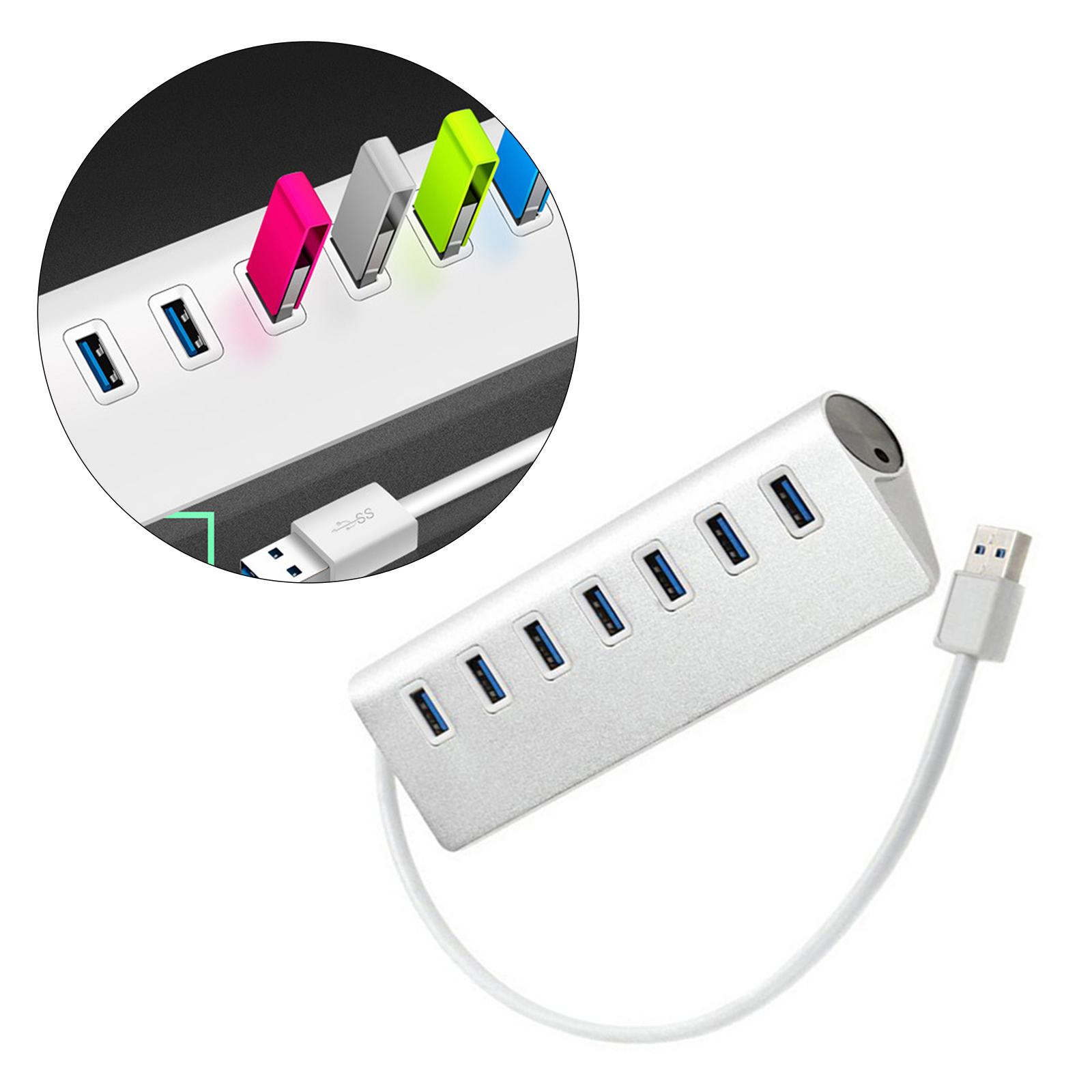 USB HUB 3.0 Splitter 7 Port with Universal 5V AC Adapter for PC Flash Drive